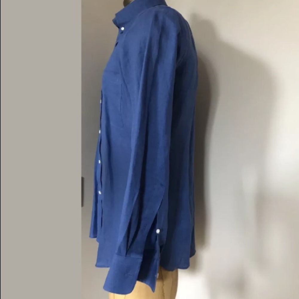 Marrin For Chantal Blue Button Up Linen Top Sz M/L - Picture 2 of 5
